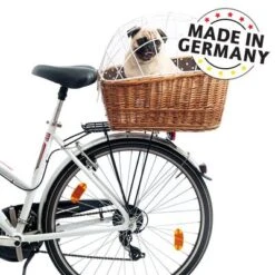 Cesta Para Bicicletas Aumüller Con Rejilla Para Portaequipajes -Mascota Suministros Ventas 161796 aumueller hunde fahrradkorb schutzgitte natur dog 56x36x44cm hs 04 8 9