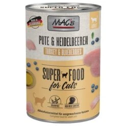 MAC's 6 X 400 G En Latas Para Gatos -Mascota Suministros Ventas 217997 pla macs katzenfutter pute heidelbeeren 400g hs 01 7