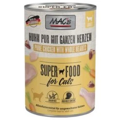 MAC's 6 X 400 G En Latas Para Gatos -Mascota Suministros Ventas 238697 pla macs katzenfutter huhnpur gefluegelherzen 400g hs 01 3
