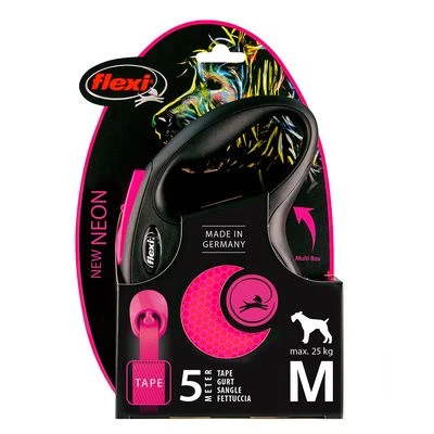 Correa Extensible Flexi New Neon Rosa Con Cinta De 5 M - Imagen 6