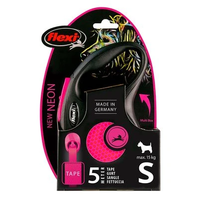 Correa Extensible Flexi New Neon Rosa Con Cinta De 5 M - Imagen 3