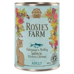 Rosie's Farm Adult 12 X 400 G Para Gatos - Pack Ahorro -Mascota Suministros Ventas 315198 pla rosie sfarm adult salmonchickenshrimp 400g 3