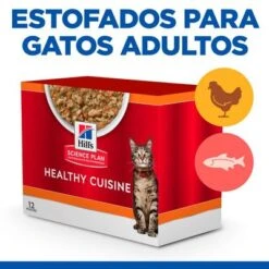 Hill's Science Plan Hill's Adult Healthy Cuisine Con Pollo Y Salmón Para Gatos 25 Hill's Science Plan Hill's Adult Healthy Cuisine Con Pollo Y Salmón Para Gatos -Mascota Suministros Ventas sp adult cat healthy cuisine multipack pouch chicken salmon bk28510m bk28658m multipack plp 1